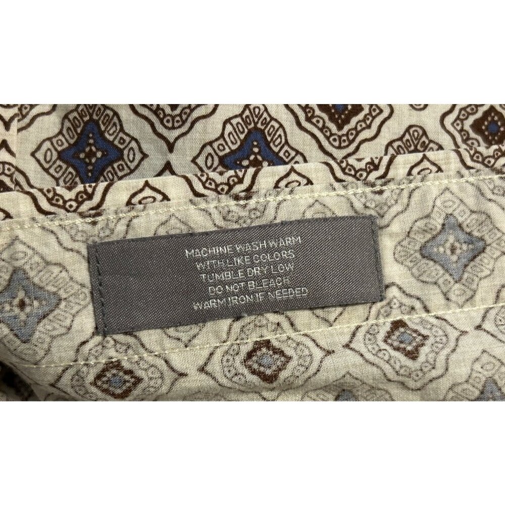 Daniel Cremieux Mens XXL Cotton Button-Up Shirt Geometric Print Brown Blue - Picture 4 of 6